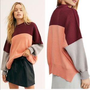 NWT Free People Easy Street Color Block Sweater
